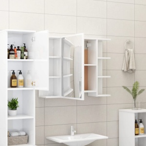 Set mobilier baie, 3 piece, alb extralucios, PAL - Img 5