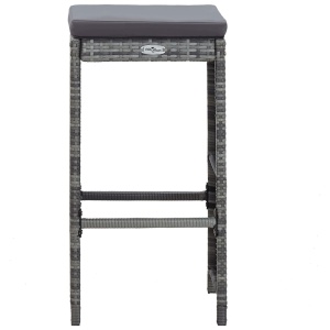 Set mobilier bar de grădină cu perne, 7 piese, gri, poliratan - Img 5