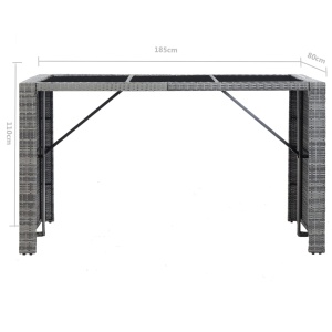 Set mobilier bar de grădină cu perne, 7 piese, gri, poliratan - Img 10