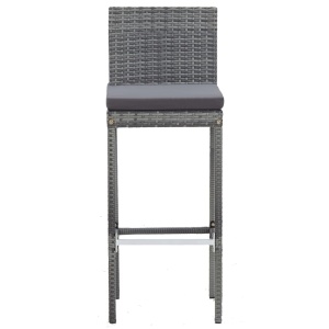Set mobilier bar exterior, 5 piese, gri, poliratan, lemn acacia - Img 7