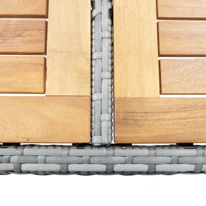 Set mobilier bar exterior 9 piese gri poliratan și lemn acacia - Img 12