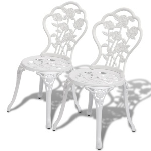 Set mobilier bistro, 3 piese, alb, aluminiu turnat - Img 4