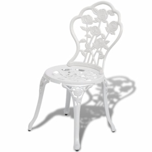 Set mobilier bistro, 3 piese, alb, aluminiu turnat - Img 8
