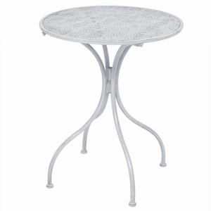 Set mobilier bistro, 3 piese, alb cenușiu, oțel - Img 3