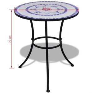 Set mobilier bistro, 3 piese, albastru/alb, plăci ceramice - Img 10