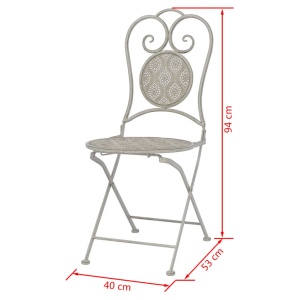 Set mobilier bistro, 3 piese, gri, oțel - Img 11