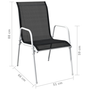 Set mobilier bistro, 3 piese, negru, oțel - Img 10