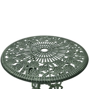 Set mobilier bistro, 3 piese, verde, aluminiu turnat - Img 3