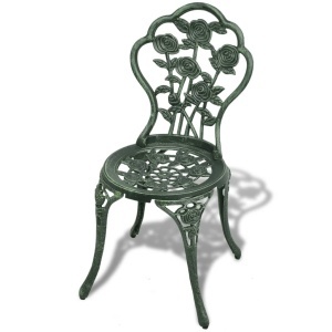 Set mobilier bistro, 3 piese, verde, aluminiu turnat - Img 5