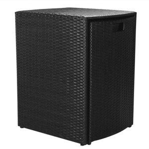Set mobilier bistro cu perne, 3 piese, negru, poliratan - Img 4