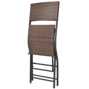 Set mobilier bistro pliabil, 3 piese, maro, oțel și poliratan - Img 6