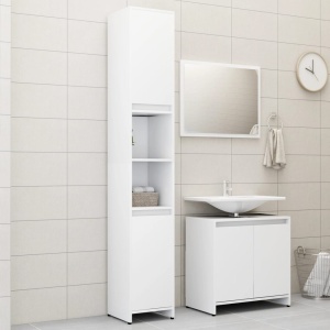 Set mobilier de baie, 3 piese, alb, PAL