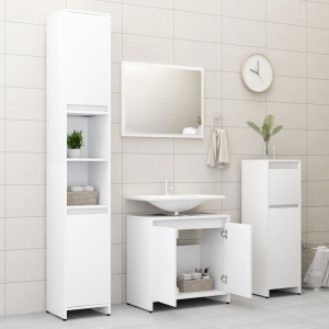 Set mobilier de baie, 3 piese, alb, PAL - Img 4