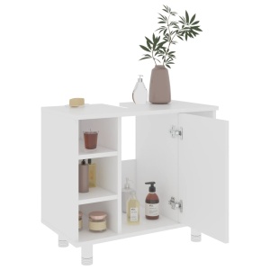 Set mobilier de baie, 4 piese, alb, PAL - Img 10