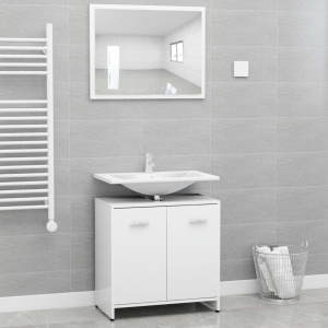 Set mobilier de baie, alb, PAL