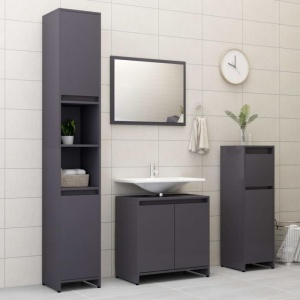 Set mobilier de baie, gri extralucios, PAL - Img 4