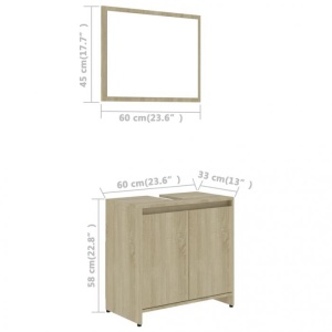 Set mobilier de baie, stejar Sonoma, PAL - Img 10
