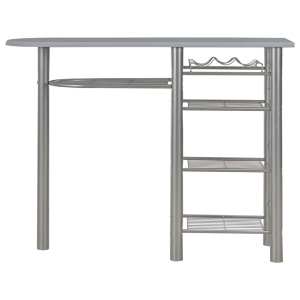 Set mobilier de bar, cu rafturi, 3 piese, gri, lemn și oțel - Img 3
