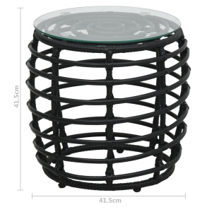 Set mobilier de bistro, 3 piese, negru, poliratan - Img 6