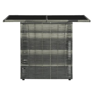 Set mobilier de bistro cu perne, 3 piese, gri, poliratan - Img 8