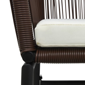 Set mobilier de bistro cu perne, 3 piese, maro, ratan PVC - Img 6