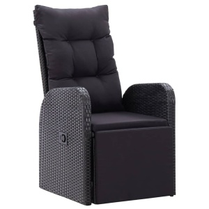 Set mobilier de bistro cu perne, 3 piese, negru, poliratan - Img 5