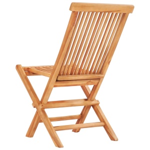 Set mobilier de bistro pliabil, 3 piese, lemn masiv de tec - Img 12