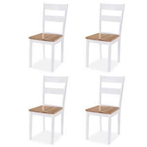 Set mobilier de bucătărie, 5 piese, MDF și lemn de hevea, alb - Img 3