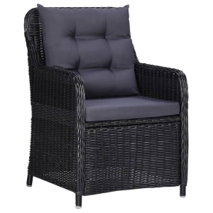 Set mobilier de exterior, 11 piese, negru, poliratan - Img 6