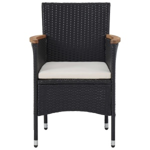 Set mobilier de exterior 5 piese, negru, poliratan, lemn acacia - Img 7
