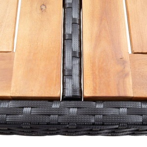 Set mobilier de exterior 5 piese, negru, poliratan, lemn acacia - Img 9