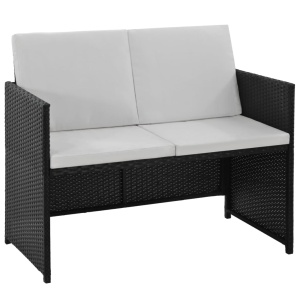 Set mobilier de exterior, 6 piese negru, poliratan, lemn acacia - Img 8