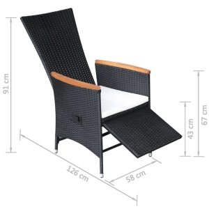 Set mobilier de exterior 7 piese negru poliratan lemn acacia - Img 10