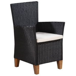 Set mobilier de exterior, 7 piese, negru și maro, poliratan - Img 8