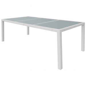 Set mobilier de exterior, 9 piese, alb crem, poliratan - Img 3