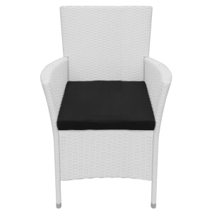Set mobilier de exterior, 9 piese, alb crem, poliratan - Img 6