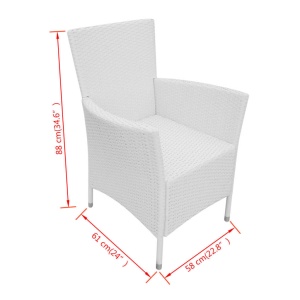 Set mobilier de exterior, 9 piese, alb crem, poliratan - Img 10