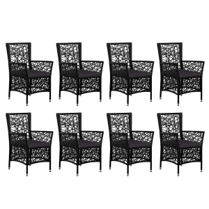 Set mobilier de exterior, 9 piese, negru, poliratan - Img 3