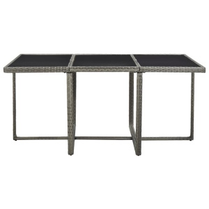 Set mobilier de exterior cu perne, 11 piese, gri, poliratan - Img 5