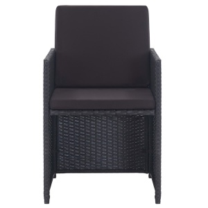 Set mobilier de exterior cu perne, 11 piese, negru, poliratan - Img 7