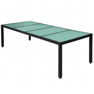 Set mobilier de exterior cu perne, 11 piese, negru, poliratan - Img 8