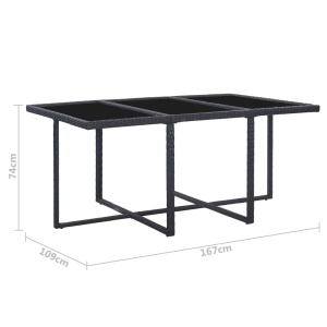 Set mobilier de exterior cu perne, 11 piese, negru, poliratan - Img 9