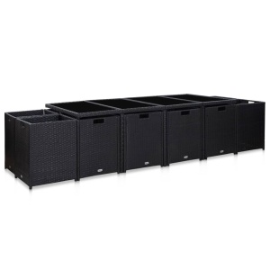 Set mobilier de exterior cu perne, 13 piese, negru, poliratan - Img 3