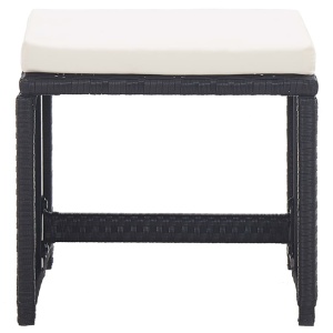 Set mobilier de exterior cu perne, 15 piese, negru, poliratan - Img 5