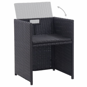 Set mobilier de exterior cu perne, 17 piese, negru, poliratan - Img 9