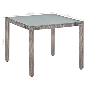Set mobilier de exterior cu perne, 5 piese, gri, poliratan - Img 5