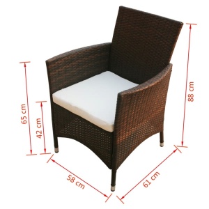 Set mobilier de exterior cu perne, 5 piese, maro, poliratan - Img 10