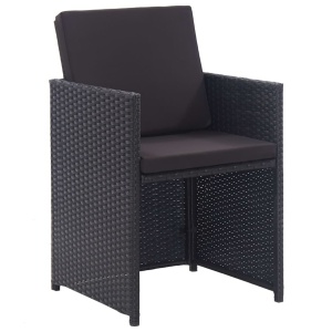 Set mobilier de exterior cu perne, 5 piese, negru, poliratan - Img 6
