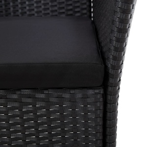 Set mobilier de exterior cu perne, 5 piese, negru, poliratan - Img 9