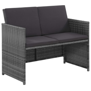 Set mobilier de exterior cu perne, 6 piese, gri, poliratan - Img 4